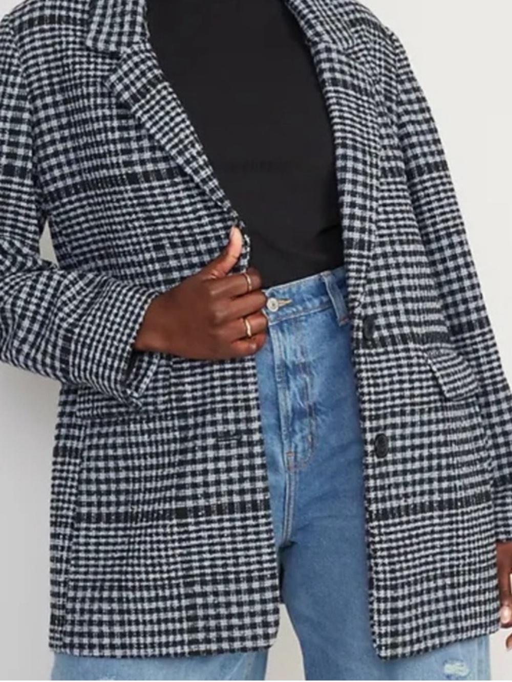 Old Navy Black & White Checked Houndstooth Blazer